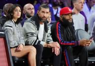 Michael Phelps with his wife Nicole at the Emirates NBA Cup 2024 - Source: Getty